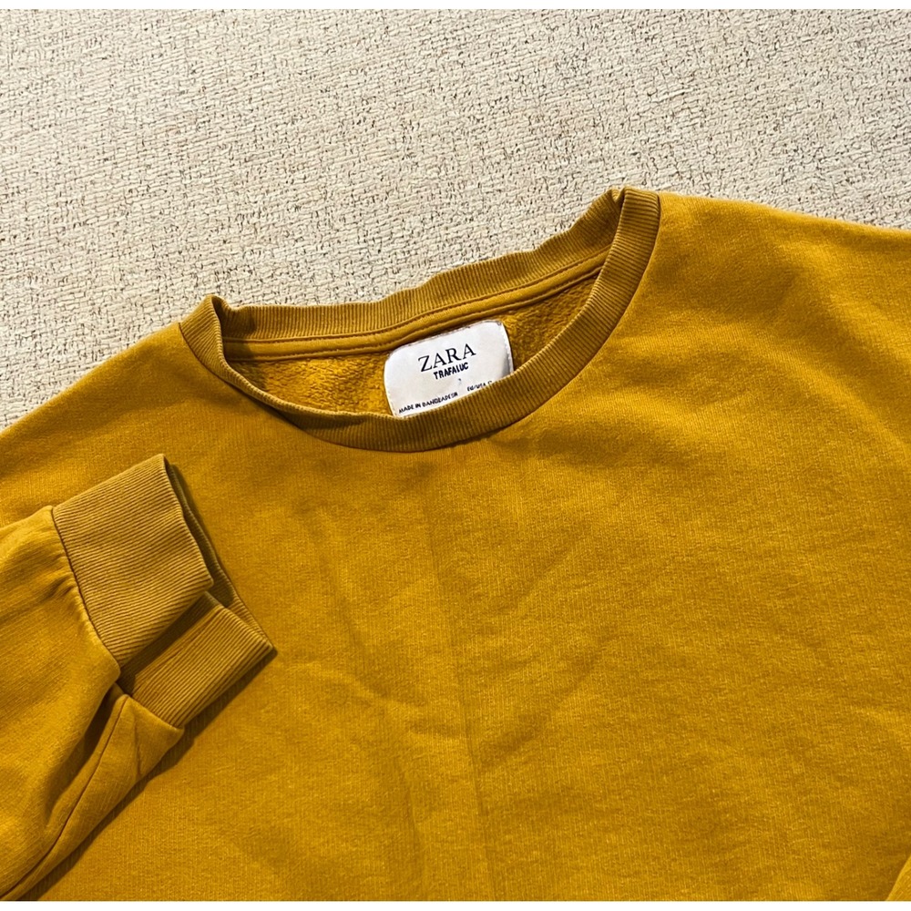 Zara Trafaluc Mustard Yellow Crewneck Sweatshirt Womens Small Ochre Pullover